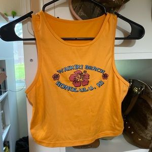Waikiki Beach Orange Cropped Tank Top